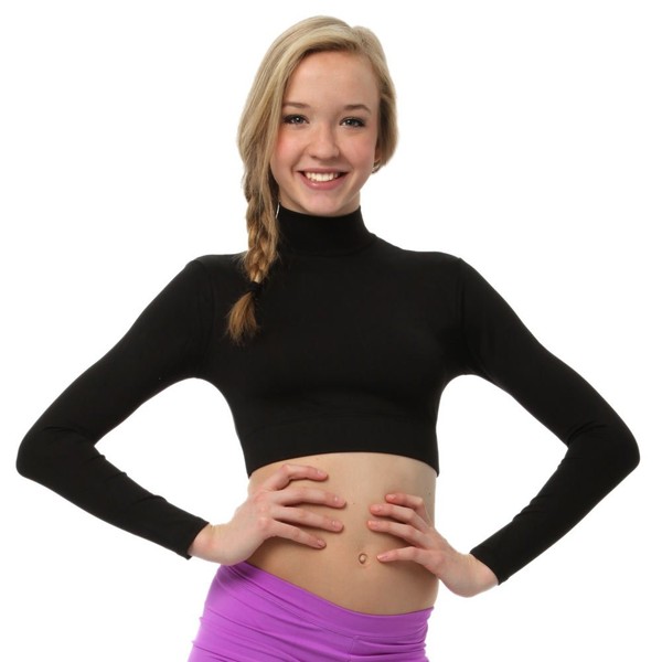Body Wrappers Adult Long Sleeve Crop Black Small