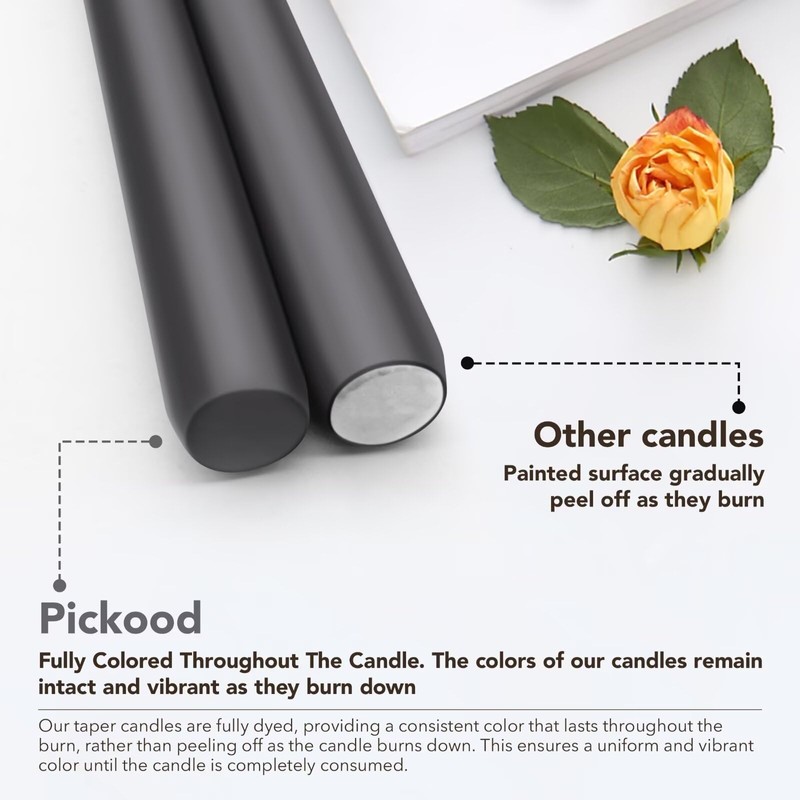 Pickood 10-Inch Tall Dripless Taper Candles Set of 4 -
