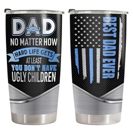 34HD Funny Dad Tumbler with Lid, 20oz Stainless Steel Vacuum Insulated Daddy Travel Mug, Dad Gifts for Birthday Fathers Day Christmas, Father Gifts from Son Daughter Wife