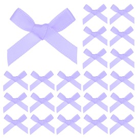 M METERXITY 100-Pack Mini Craft Ribbon Bow,1x1.6 Inch Checkered Fabric Satin Ribbon Bows Boutique for Craft DIY/Treat Bags/Hair Bow Sewing/Wedding/Birthday/Party[Lilac]