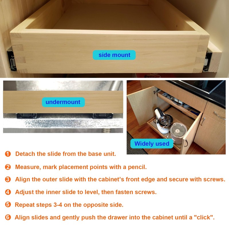 11 inch Drawer Slide Full Extension Triple-Fold Ball Bearing Drawer