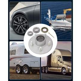 SCITOO Wheel Hub Wheel Bearing Assembly fit Boat Trailer Galvanized Hub Axle Kit 5-4.5 Bolt Circle Wheel Hub Kit 3500lb Axle 5 Bolt Lug Greased Bearings 68149 & 44649 0 Wheel Hub Bearings 1pc