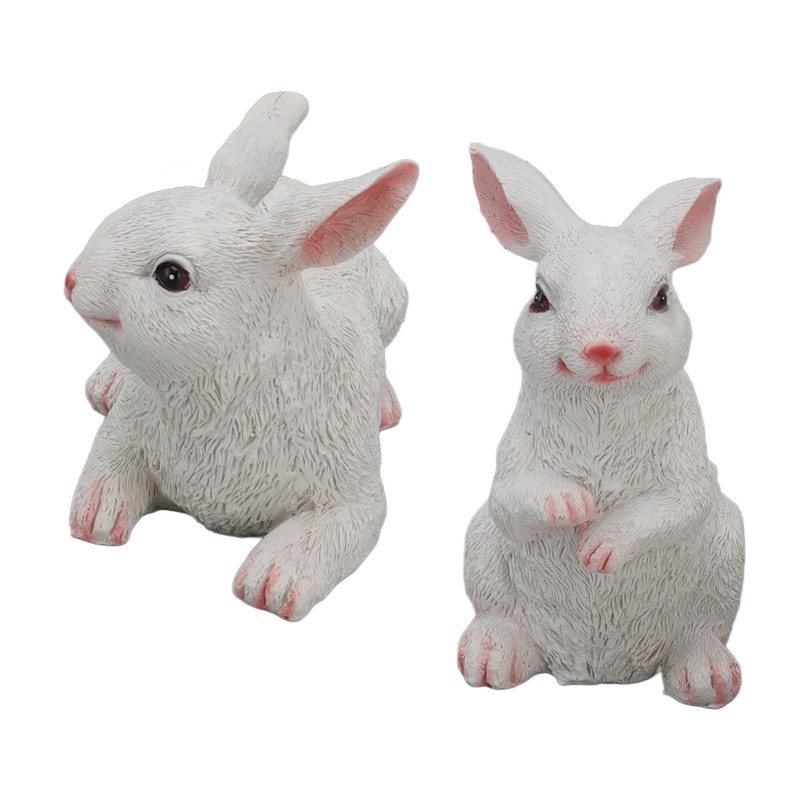 1 Pair Bunny Rabbit Ornaments Decorations Resin Art Craft Animal