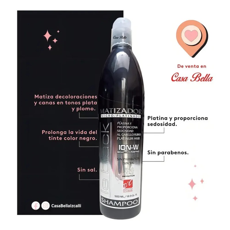 D' CONDE SHAMPOO MATIZADOR NEGRO LE BLACK 500ML