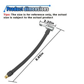 2PCS Car Tire Inflator Hose Adapter, Locking Tire Chuck Tube, Air Compressor Attachments for Twist On Convert to Lock On Connection, Standard Tire Valve Fine Thread Rubber Chuck Hose (8.8 inch)