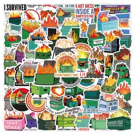 60 PCS Dumpster Fire Stickers for Laptop and Water Bottle,Vinyl Waterproof Hot Trendly Meme Computer Stickers for Scrapbook,Journaling,Bumper,Bike Skateboard Luggage Case Helmet