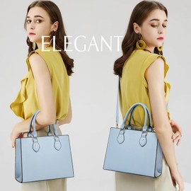 CHICAROUSAL - Bolsos cruzados y bolsos de mano para mujer, piel sintética, asa superior, Liz Azul Claro