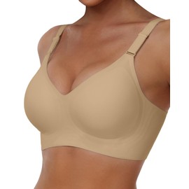 Owucozy Comfortable Wireless Seamless Bras for Women Soft Support Push Up Full Coverage No Underwire Everyday T Shirt Bra(Nude XL)