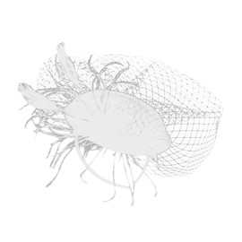 AIMALL Vintage Feather Fascinator Hat for Women with Veil, Elegant Headpiece for Horse Racing, Weddings, and Stage Performances, Small Top Hat Hair Accessories White