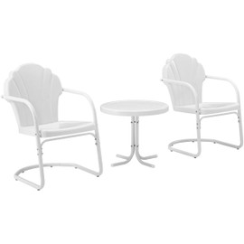 Crosley Furniture KO10011PI Tulip Retro Metal 3-Piece Seating Set (2 Chairs and Side Table), Pink