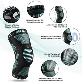 NEENCA Hinged Knee Brace, Knee Support with Side Stabilizers of Locking Wheels for Men & Women, Knee Pads for (Blue, XL)