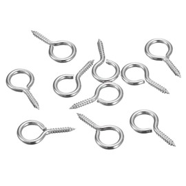 uxcell 10Pcs Eye Screws, 304 Stainless Steel 22x11mm Small Self Tapping Screw Hooks Ring Mini Eye Pins for DIY Handwork Wooden Clay Pendants Cork Bottles, Silver