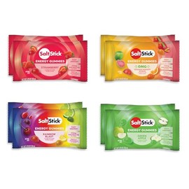 SaltStick Energy Gummies with Electrolytes, Variety Pack, Easy to Chew Electrolyte Gummy, Energy Chews that Taste Great, Caffeine Free - 10 Packs, 80 Gummies