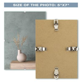 Golden State Art, 5x7 Glass Clip Picture Frame for Display Wall Hanging Photo Frames (3 Pack)