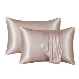 Satin Cushion Cover, Set of 2, Satin Pillowcase Cushion Cover, Cushion Cover, 51 x 66 cm, for Hair and Skin, Similar to Silk, Similar to Silk