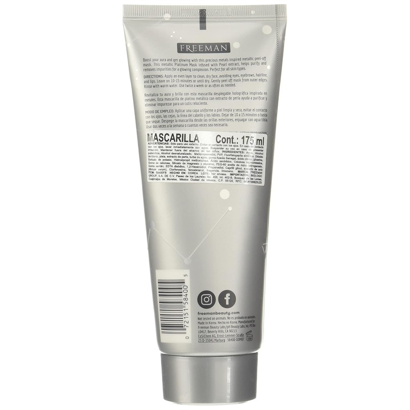 Cosmic Metallic Peel Off Mask - Freeman Women's Purify Platinum