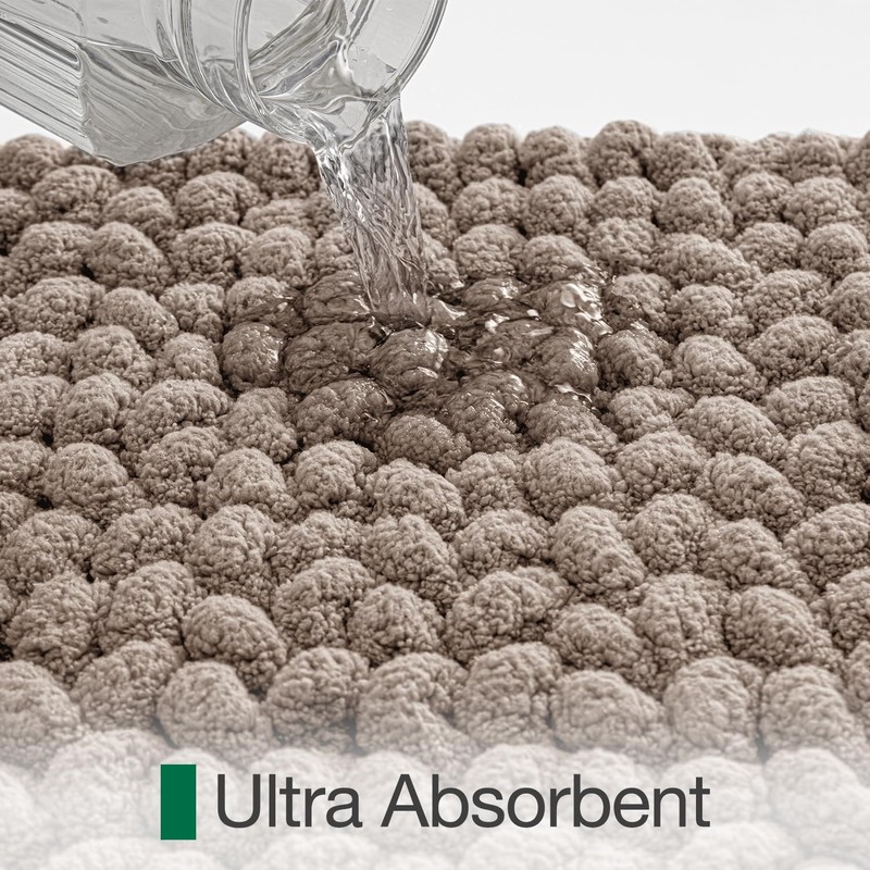 LUMI Chenille Bath Mat 40 x 60 cm, Non-Slip Absorbent
