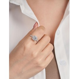 MAIABLEAU Moissanite Engagement Rings for Women S925 Sterling Silver with 18K White Gold Plated 1-2 Carat D Color VVS1 Clarity Anniversary Wedding Diamond Ring Square 1