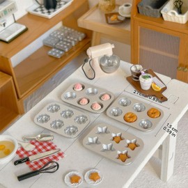 Dollhouse Miniature Bakeware, Mini Baking Mold Set, Includes Donut & Madeleine Pans (NO Food Props Included) (Shell Mold)