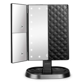 deweisn Trifold Lighted Vanity Makeup Mirror with 21 LEDs Lights,1x/2x/3