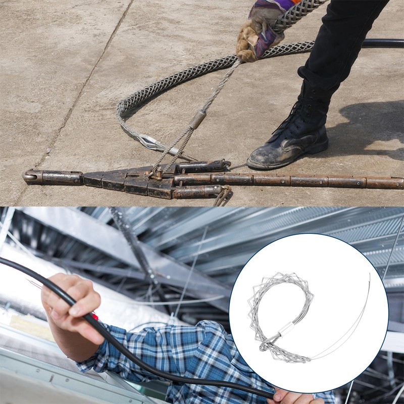 sourcing map 35-48mm OD Cable Pulling Socks Grip 0.9m Wrap-Type