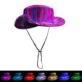 Litdevil LED Light up Cowboy Hat for Women & Men - 7 Colors Light Up Funny Hats USB Rechargeable Rave Party EDM Festival Gear (Black)