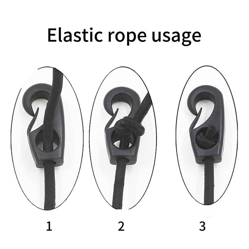 YHAILI 10 x Black Bungee Hooks Boat Bungee Cord Rowing