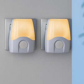 MeLiTec Set of 2 LED Plug in Night Light N16 Adjustable Light Colour Socket Powered White for Children on at Dusk or Continuous Light