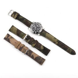 Onthelevel Camouflage Watch Band, 0.7 inch (18 mm), 0.8 inch (20 mm), 0.9 inch (22 mm), Desert Jungle, Camouflage Style, Military Strap, Suede Watch Replacement Strap