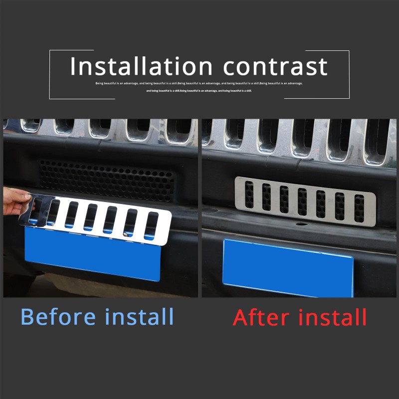 cartiangoUS Chrome Steel Front Bumper Lower Mini Grille Fit For