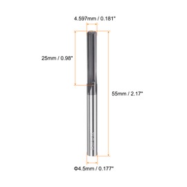sourcing map Carbide Chucking Reamer 0.181"(4.597mm) Dia Straight Flute Straight Shank Machine Reamer Tool for Metal and Lathes CNC Machining Centers, Black