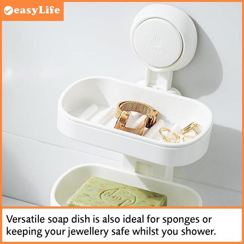 Easylife Instant Fix Double Layer Plastic Soap Dish (H19 x