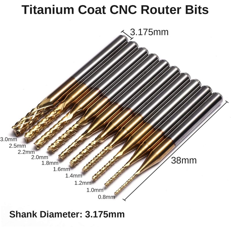 Genmitsu 40pcs End Mills CNC Router Bits, 1/8" Shank CNC