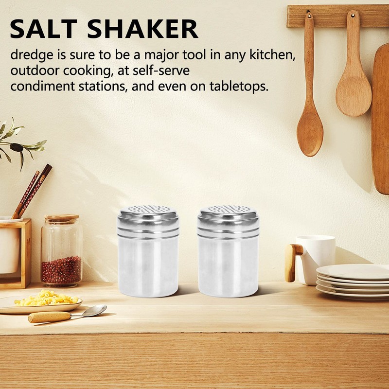 (Set of 2) Dredge Shakers 10 oz, Stainless Steel Spice