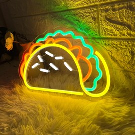 Tacos Neon Sign LED Neon Lights for Wall Decor Tacos Light up Signs for Mexican Restaurant Coffee Bar Kitchen Business Shop Decoration Christmas Birthday Party Gift