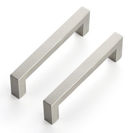 Ravinte 3 Pack Kitchen Cabinet Hardware - 4-1/2 Inch Square Cabinet Handles - Satin Nickel & Brushed Nickel Drawer Pulls