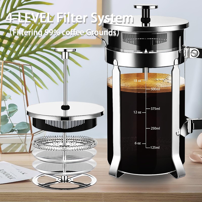YMMIND French Press Coffee Maker 304 Stainless Steel Coffee Press,with