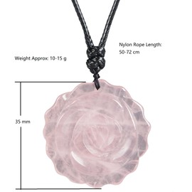 Lovionus89 Handcarvd Flower Healing Crystal Rose Pendant for Women, Floral Design Charm for Valentine's Day, Black Obsidian