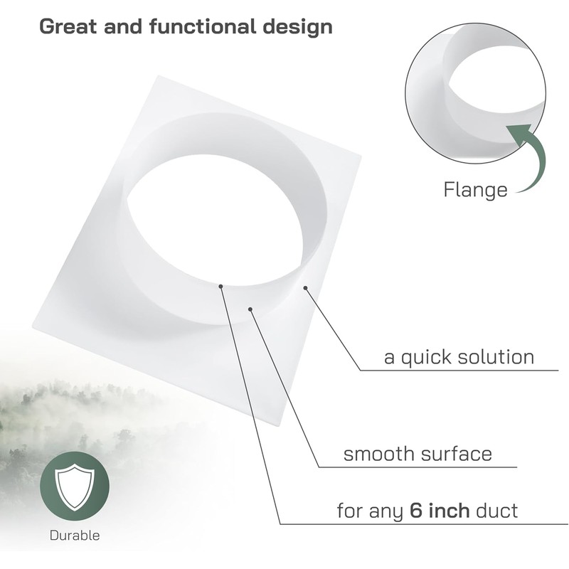 Vent Systems 6" Inch White Plastic Duct Connector Male-Fit Flange