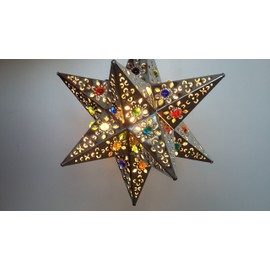 Unique and Beautiful Handmade Hanging Star Lamp with 12 Points! for Home and Garden Decor by SHOPIMUNDO. Outdoor Hanging Decorative Star Lantern with Marbles, You Will Love it