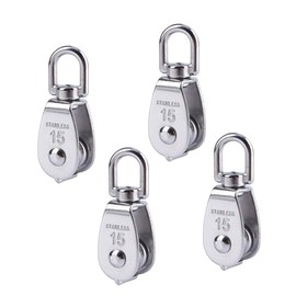 Pulley for Ropes, Stainless Steel 304 Pulley, Pulley, Pulley, Rope Pulley, Fitness Load Capacity 35 kg, Pulley, Pulley, Pulley Puller, for Ropes of Rope Lifters, Ships, Yachts, Pack of 4, M15