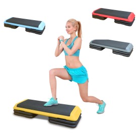 Unbranded 43'' Exercise Aerobic Step Platform Adjustable Fitness Stepper W/4 Risers - Yellow