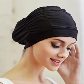 2 Stück Damen Badekappe, Plissee Badekappe, Hochelastisches Nylonmaterial, Kein Druckgefühl am Kopf, Atmungsaktiv, Badekappe für Erwachsene, langes Haar Badehaube, für Sommer, Strand, Schwimmbad