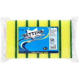 Bettina 12pk Catering Scourers | Heavy Duty Scrub Large, Thick & Tough | Sponge Size: 14 x 10 x 4cm | 2 x Pack of 6|, Green,