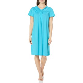 Shadowline Women's Plus Size Petals 40 Inch Short Flutter Sleeve Waltz Gown, Turquoise, 2X