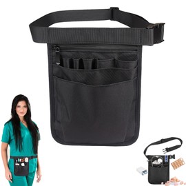 Waist Bag Work Retail, Waiter's Bag with Belt, Hairdressing Bag Belt, Belt with Pockets, Nurse Bag, Adjustable Tool Bag, Storage Bag for Men and Women, black, No