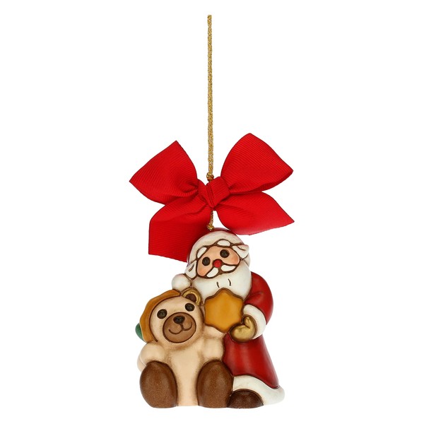 THUN - Christmas Decoration Santa Claus with Teddy Maxi - Ceramic - Christmas Line - Living, Home Decor - 6.2 x 5.5 x 7.5 cm H