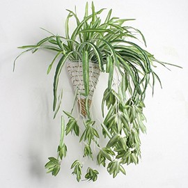 Skyseen Artificial Silk Narcissus bracketplant Spider Plant Fake Hanging Grass,Pack of 2