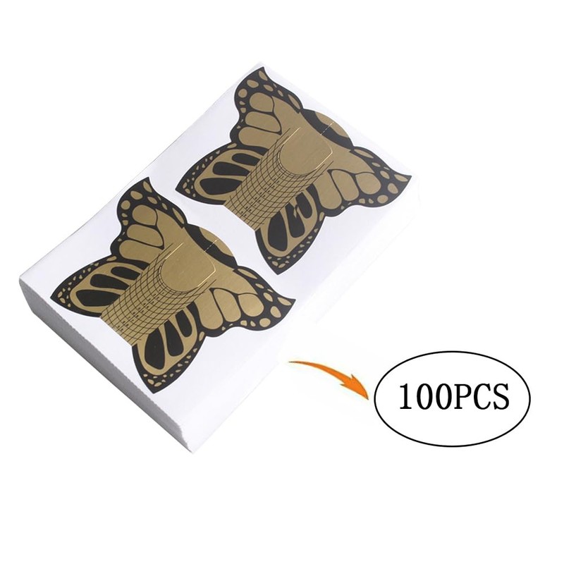 BeautyLeader 100pcs Nail Form Pro Butterfly Square Tips Nail Forms
