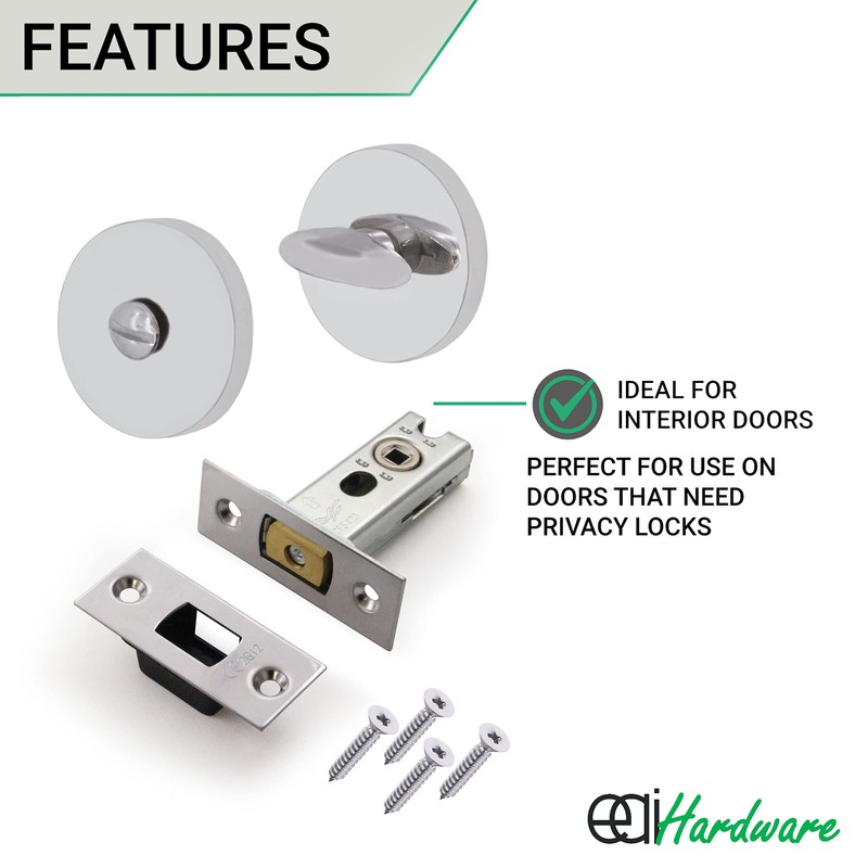 EAI Tubular Deadbolt Bathroom Kit | 64mm Case 44mm Backset